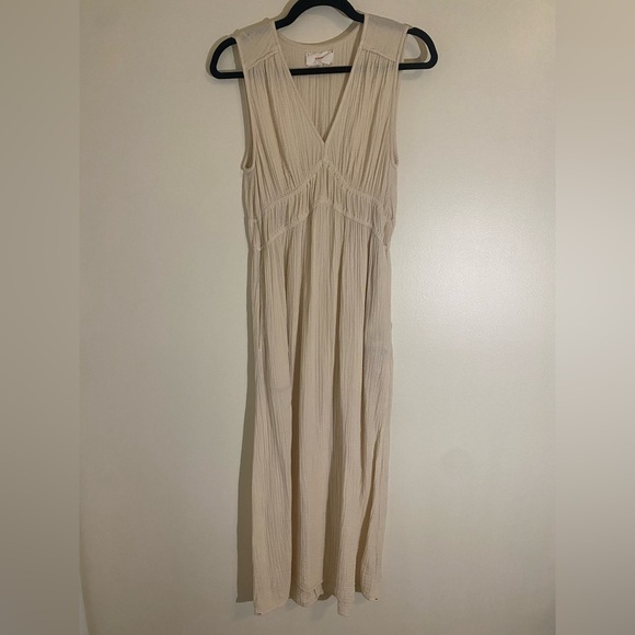 Xirena Midi Arwen Dress Oyster Off White 100% Cotton Size Medium - Picture 2 of 11